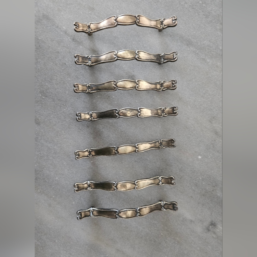 Vintage Mid-Century Ornate Drawer Pulls - Stamped Japan - Set of [7]
